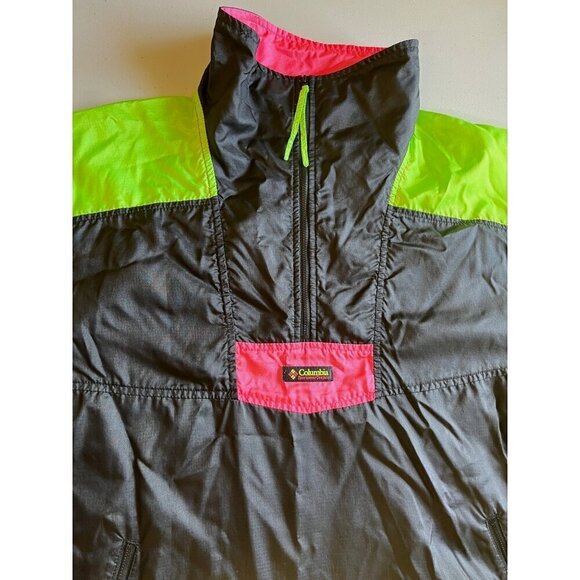 Vintage Columbia Women XL Anorak Jacket Pullover Windbreaker Neon Colorblock 90s - Picture 6 of 10